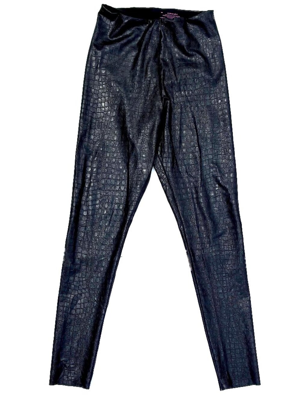 Women’s Commando Faux Leather Croc-Embossed Black Leggings Med